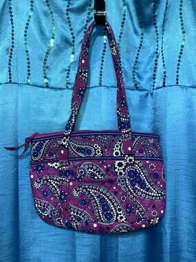 VERA BRADLEY Hadley Tote Satchel Shoulder Bag Cotton Modern Medley Zip Bag Book